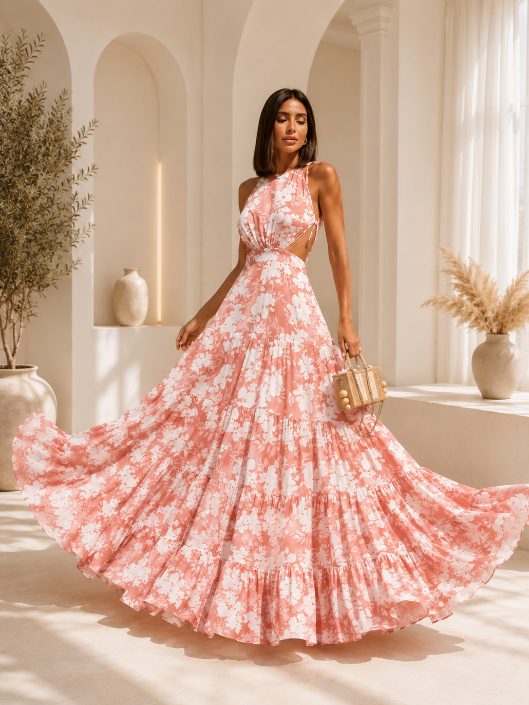 Vestido Aberto na Lateral Seda Fluído