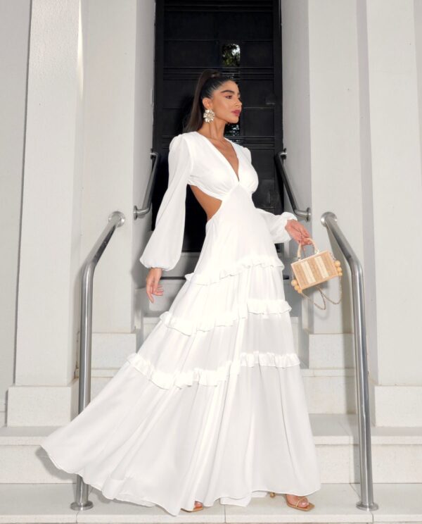 Vestido Longo de Festa com Costas Aberta