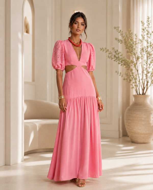 Vestido Longo Max Dress Recorte na Cintura