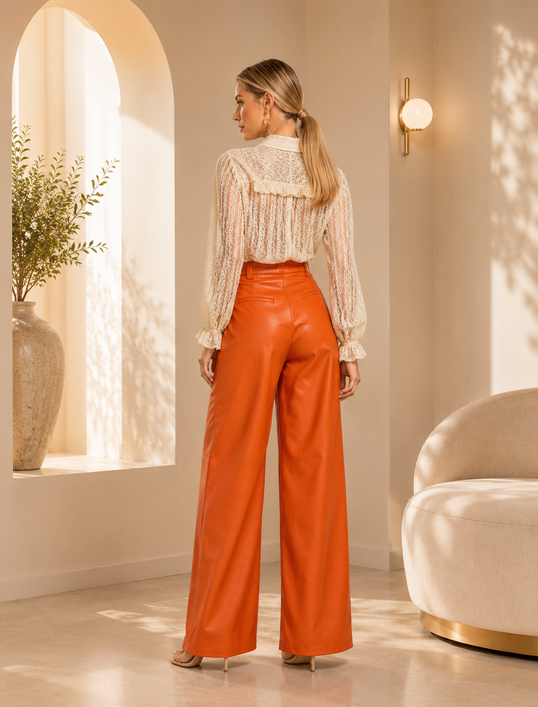 Calça Couro PU com Bolso Frontal - Imagem 3