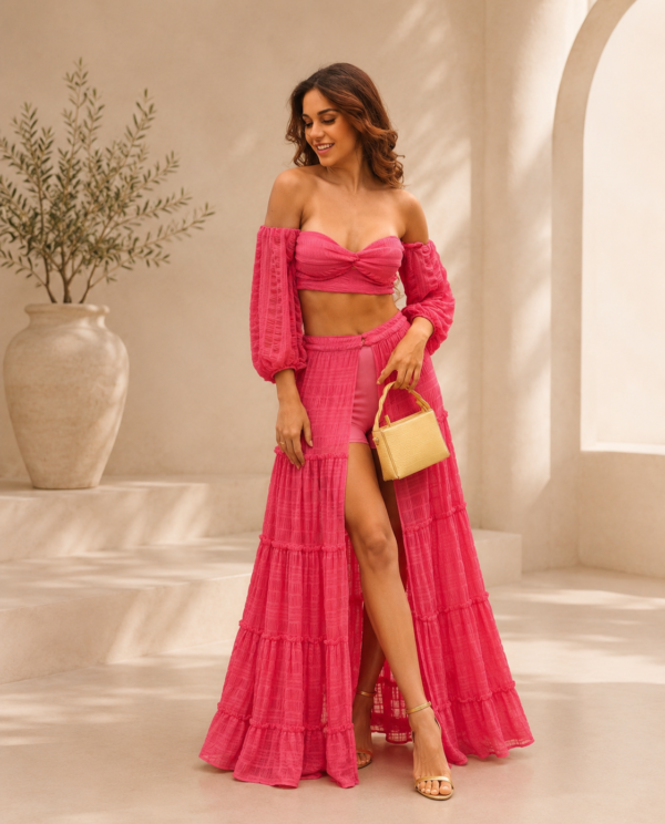 Conjunto Saia Longa Tule Aruba
