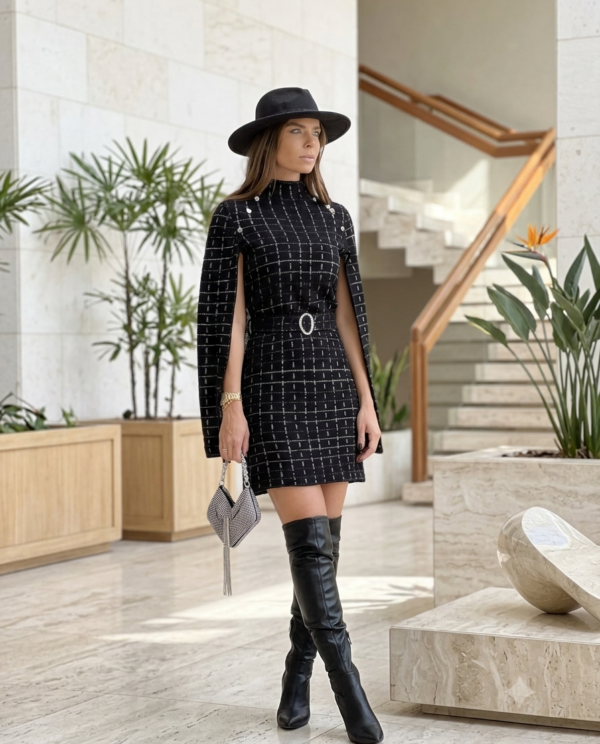 Capa Vestido Xadrez Tricot