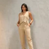 Conjunto decote V Linho