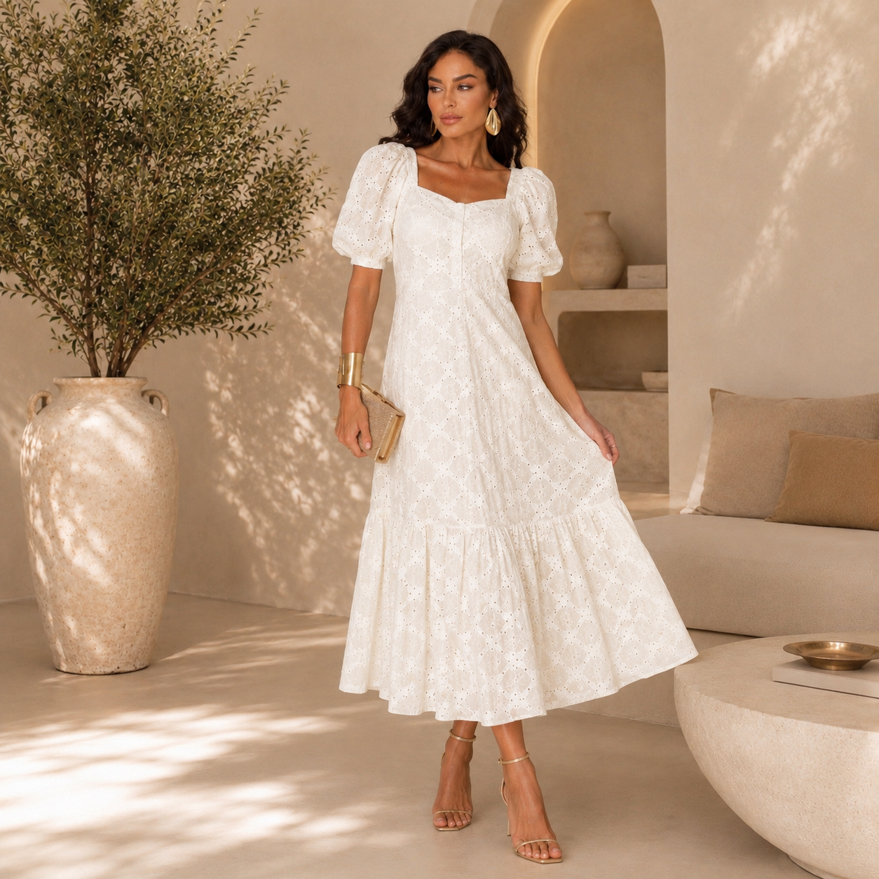Vestido Midi de Algodão Bordado - Imagem 6