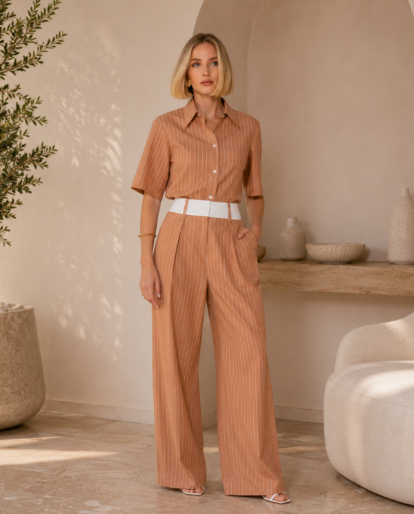 Calça Bicolor Risca de Giz Loub