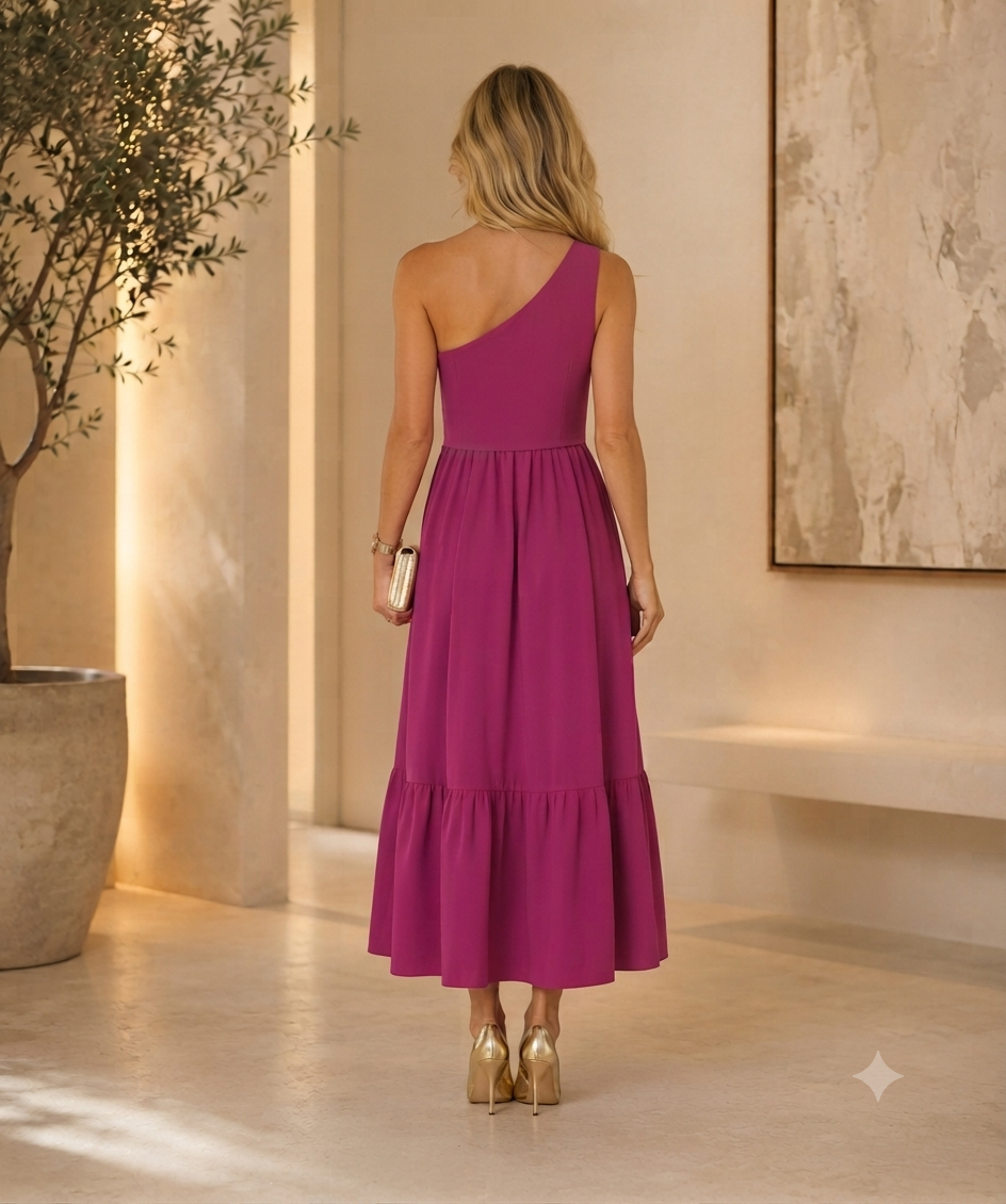 Vestido Midi Ombro Só com Cinto - Imagem 7