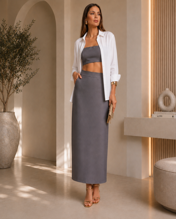 Saia Midi Alongada Reta Loub