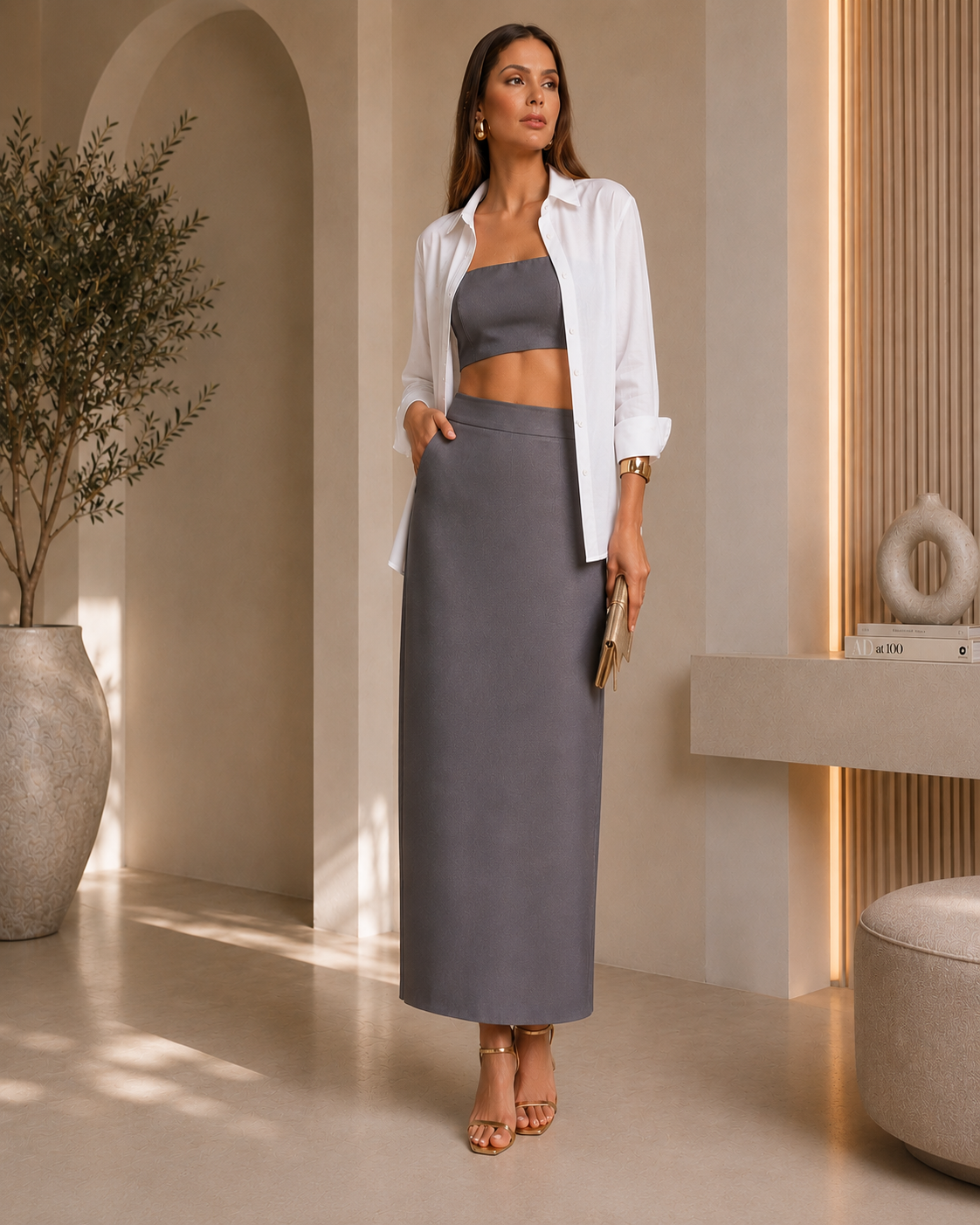 Saia Midi Alongada Reta Loub