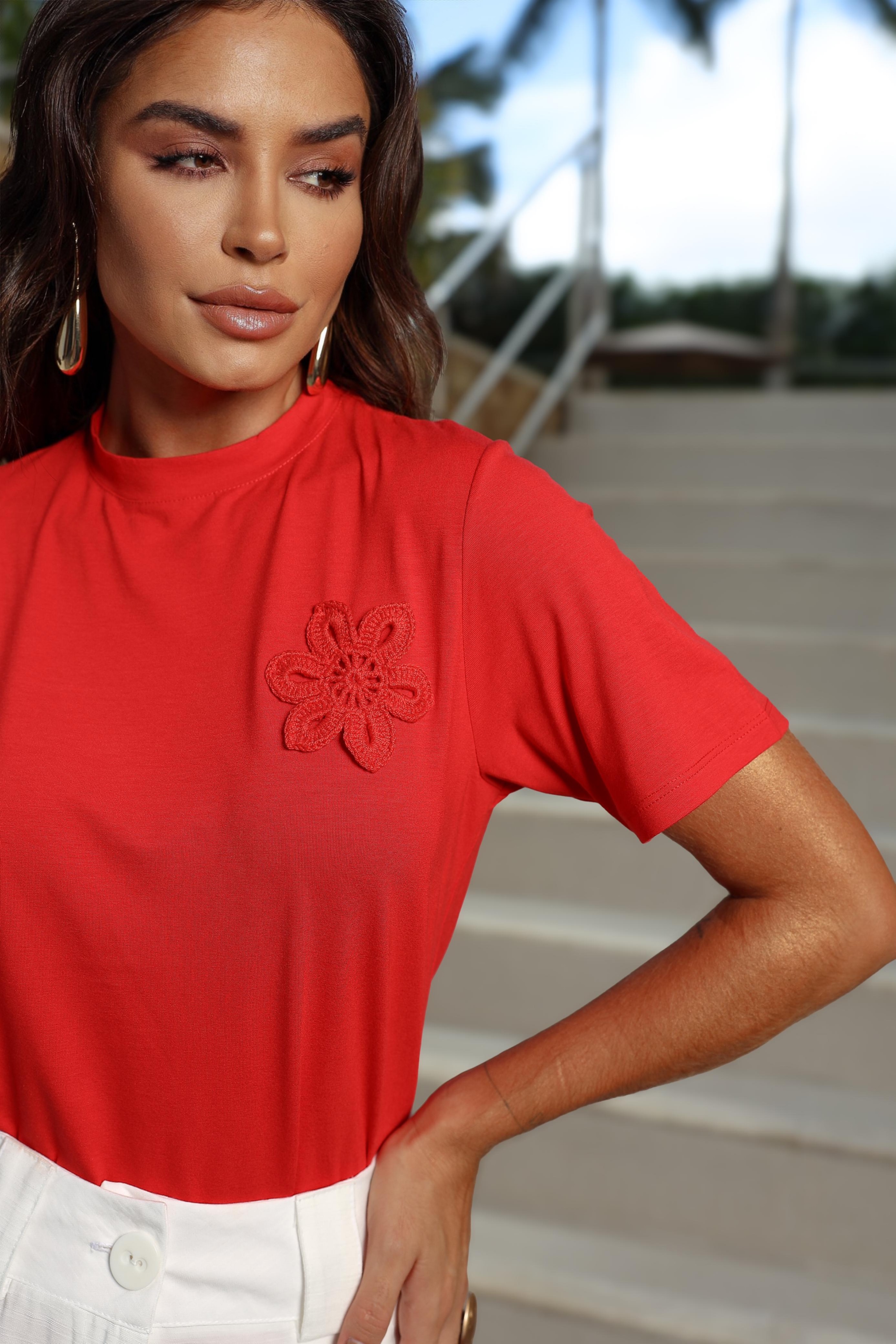 Blusa com Flor Crochê - Imagem 3