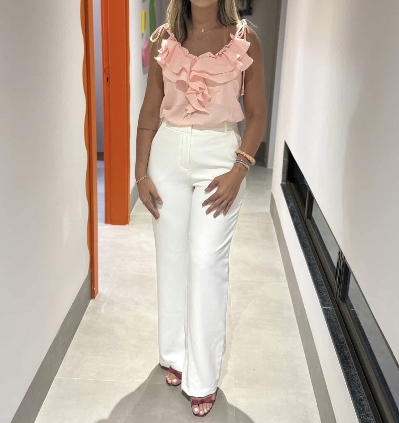 Blusa Crepe Hungria com Babados Alça Fina - Imagem 6