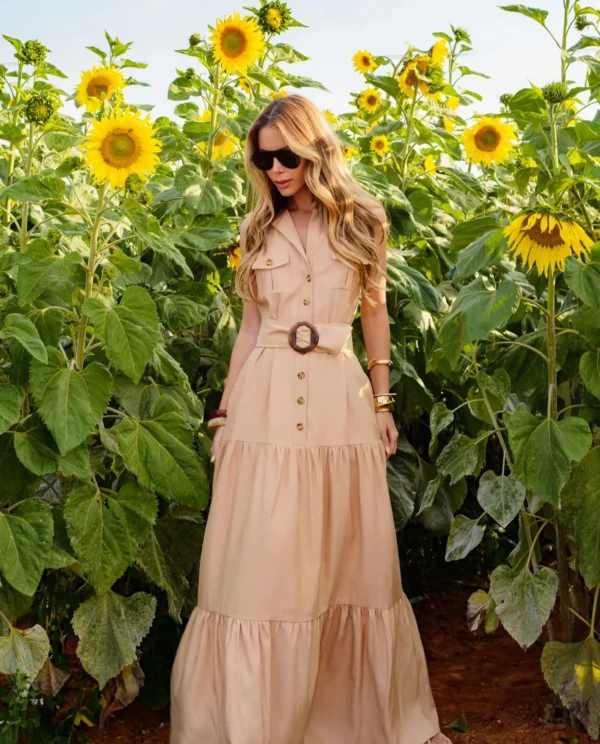 Vestido Longo sem Manga Viscose