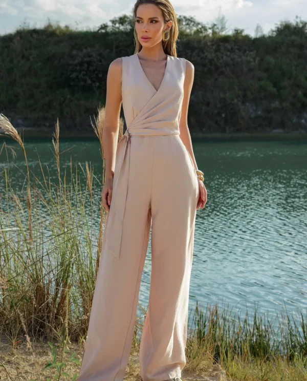 Macacão sem Manga Drapeado Sensoriale