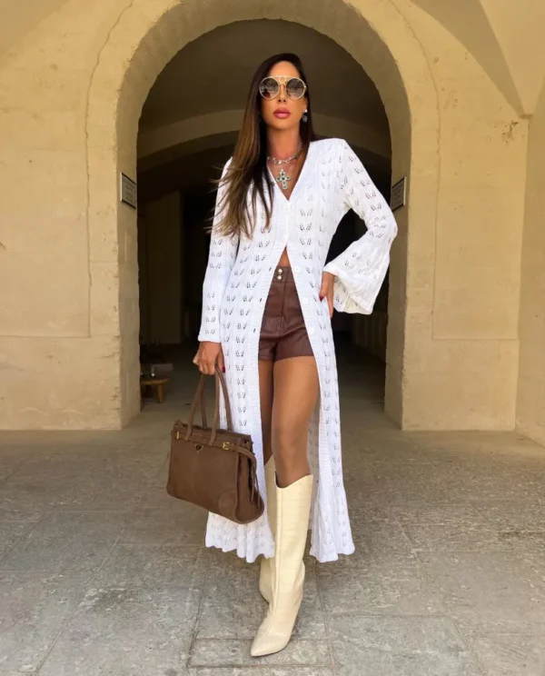 Short Curto de Couro Amarração