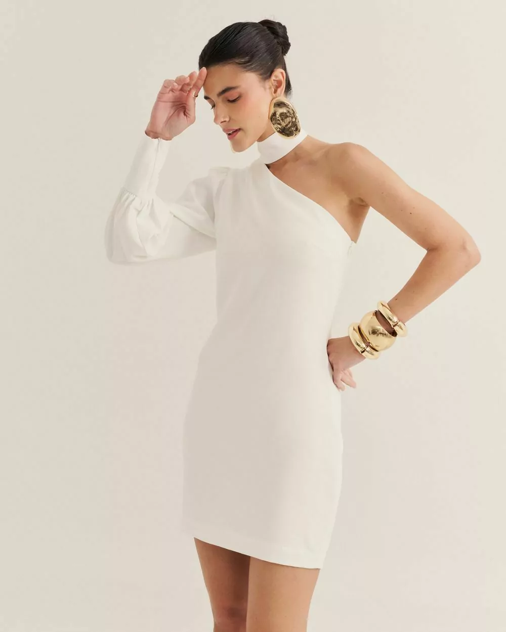 Vestido Curto Ombro Só com Faixa - Imagem 5