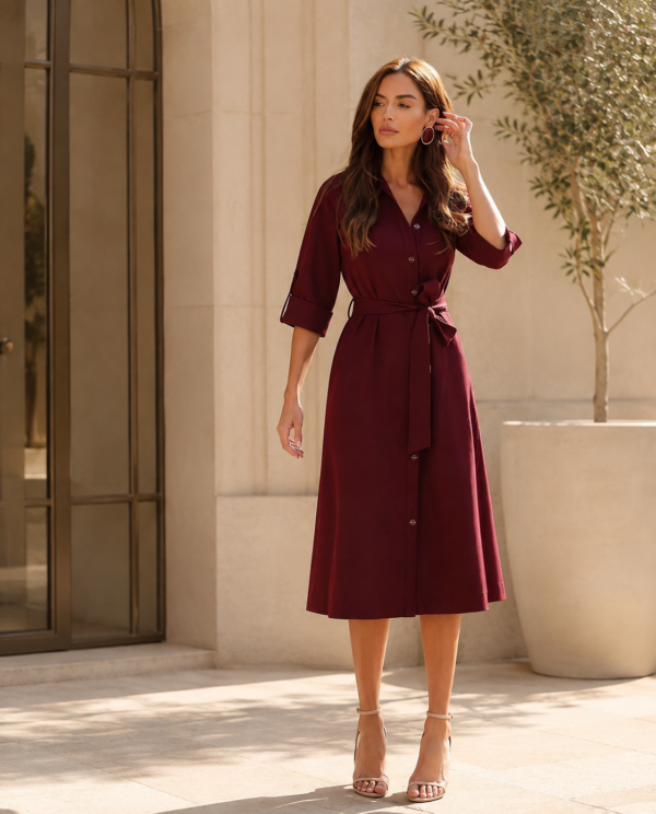 Chemisier Vestido Mídi Alfaiataria Brunello
