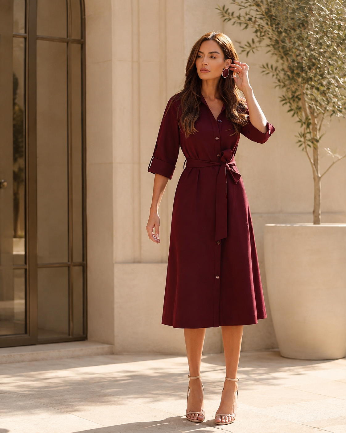 Chemisier Vestido Mídi Alfaiataria Brunello