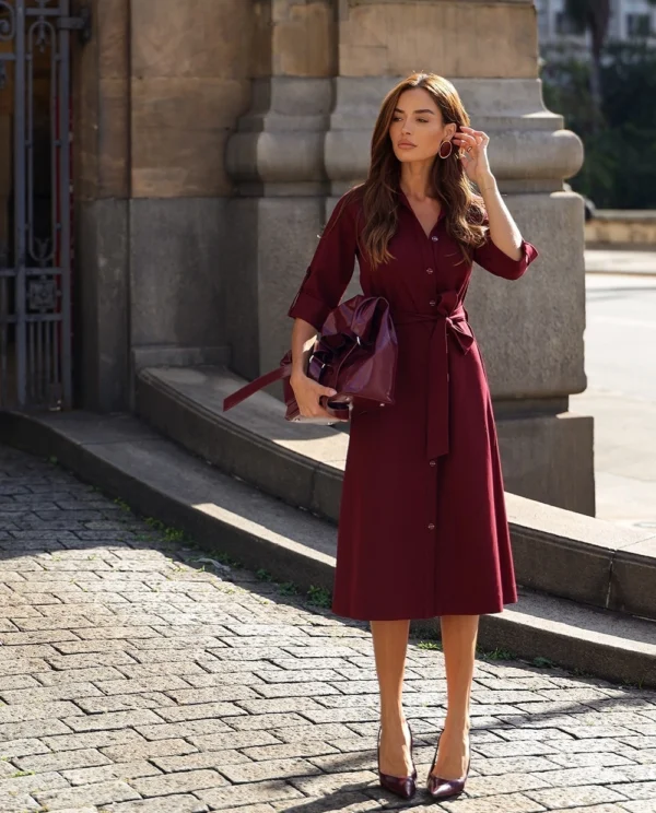 Chemisier Vestido Mídi Alfaiataria Brunello