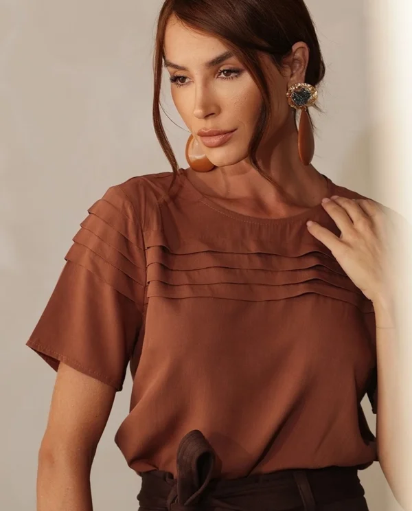 Blusa Viscolinho com Pregas